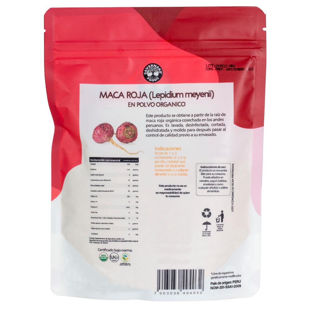 Foto 3 pulgar | Maca Roja en Polvo Orgánica Savernake Foods Superfoods 250 g