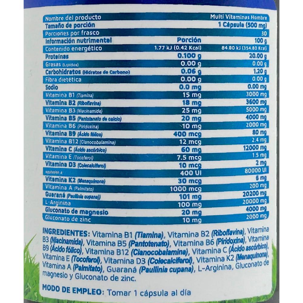 Foto 3 pulgar | Multivitaminas Vidanat para Hombre 30 Cápsulas