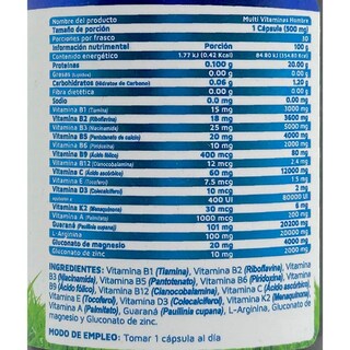 Foto 2 | Multivitaminas Vidanat para Hombre 30 Cápsulas