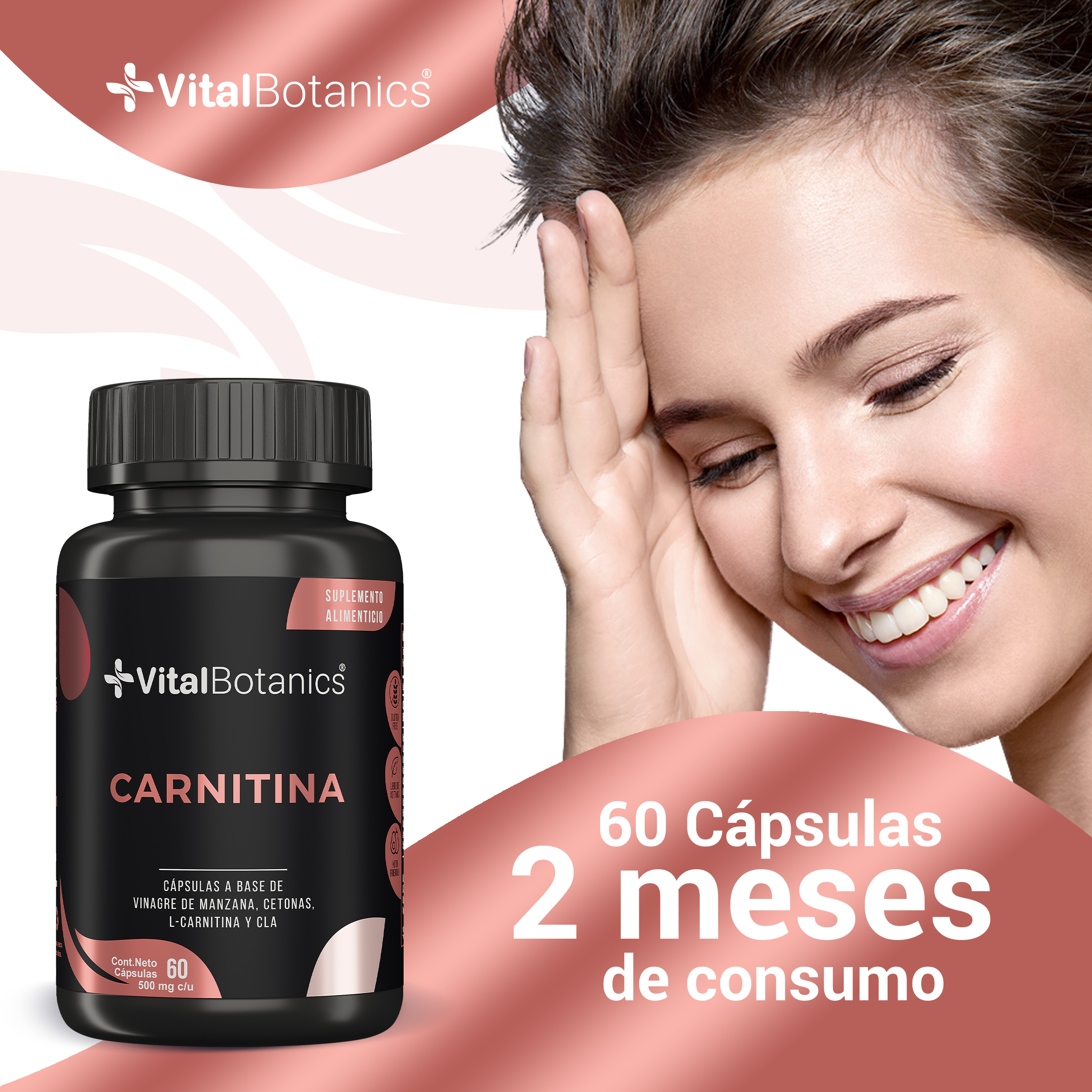 Foto 4 pulgar | Cla + L-carnitina + Cetonas + Vinagre De Manzana Con 60 Caps