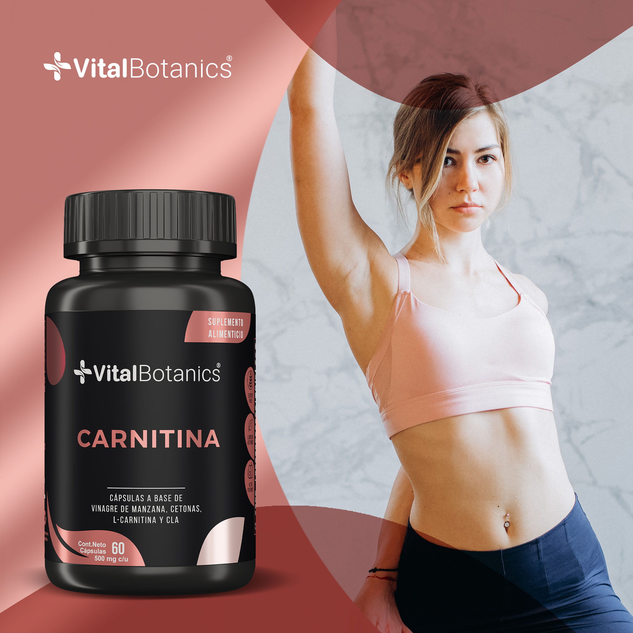 Foto 6 pulgar | Cla + L-carnitina + Cetonas + Vinagre De Manzana Con 60 Caps