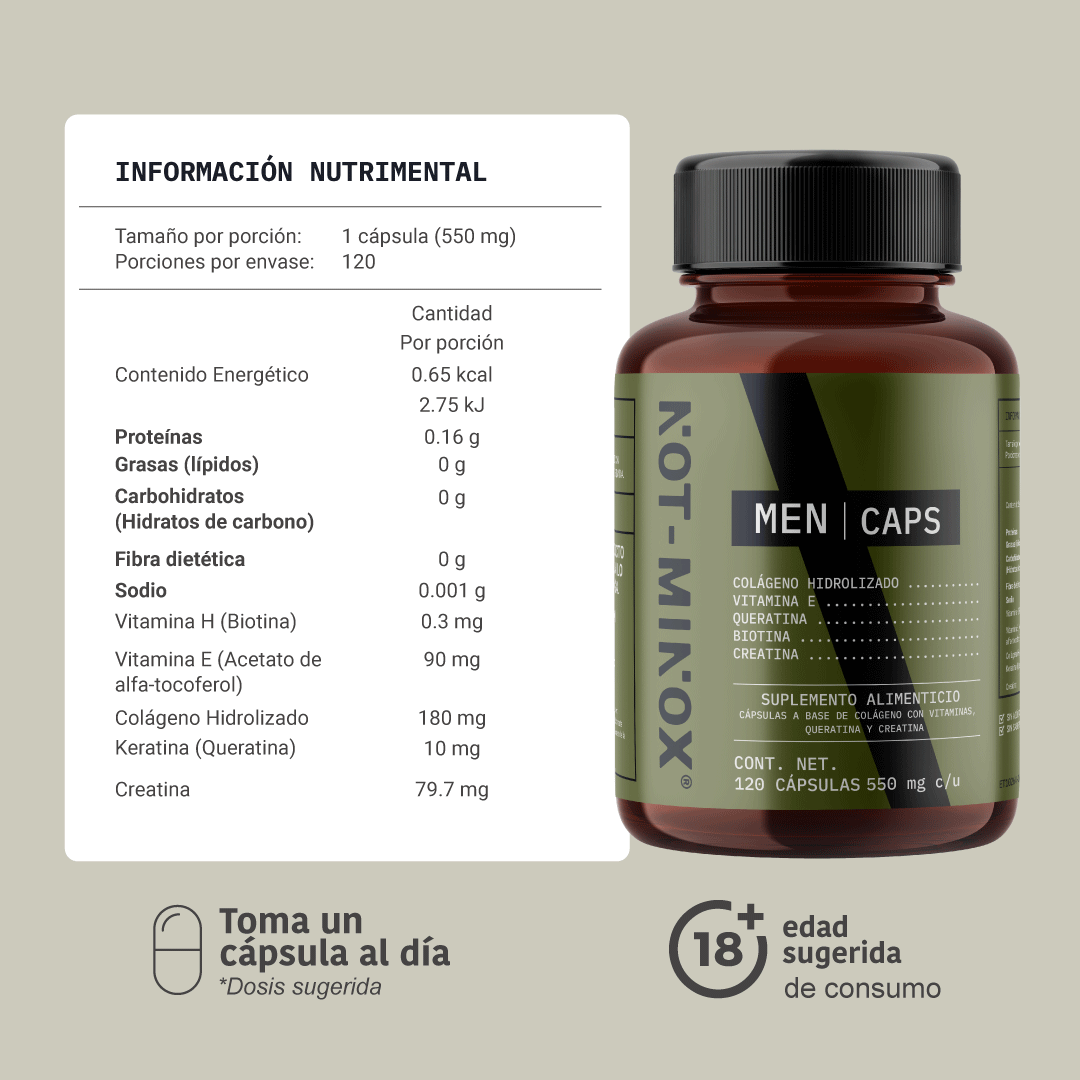 Foto 4 pulgar | Suplemento Alimenticio Not Minox Hombre Cabello Barba Biotina Creatina 120 Cápsulas