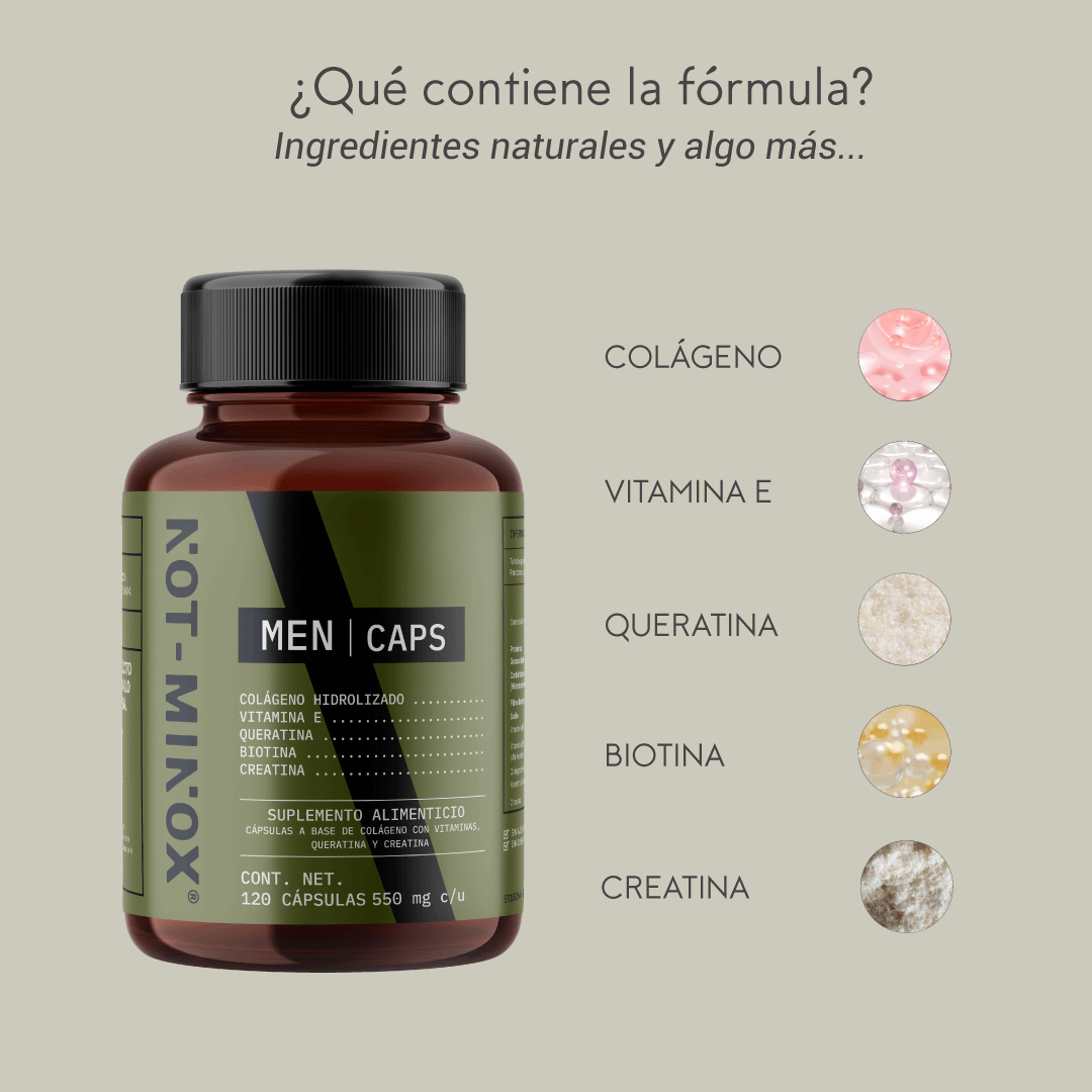 Foto 5 pulgar | Suplemento Alimenticio Not Minox Hombre Cabello Barba Biotina Creatina 120 Cápsulas