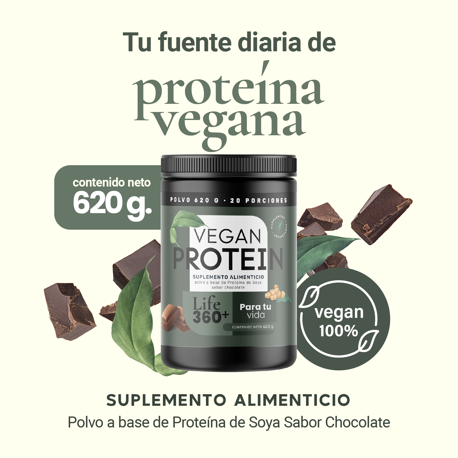 Foto 6 pulgar | Proteína Vegana Life 360+ Soya Aminoácidos Chocolate 31g