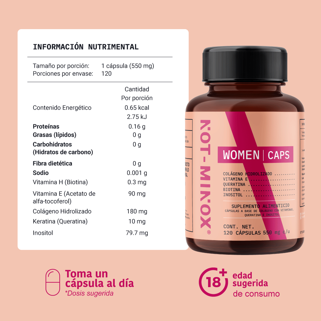 Foto 4 pulgar | Suplemento Alimenticio Not Minox Mujer Crecimiento Cabello Queratina Vit E 120 Cápsulas
