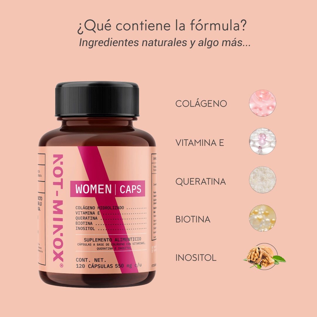 Foto 5 pulgar | Suplemento Alimenticio Not Minox Mujer Crecimiento Cabello Queratina Vit E 120 Cápsulas