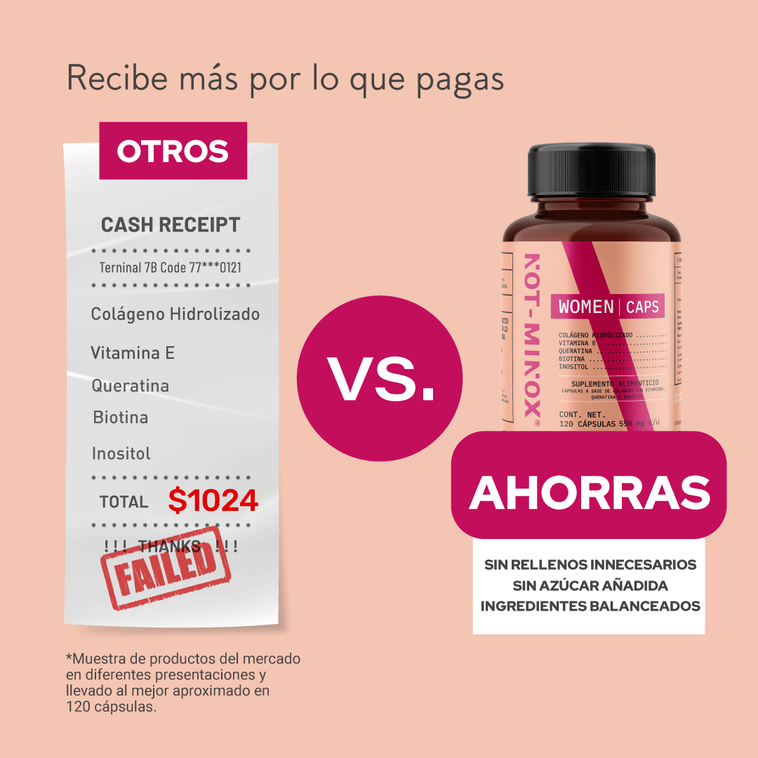Foto 6 pulgar | Suplemento Alimenticio Not Minox Mujer Crecimiento Cabello Queratina Vit E 120 Cápsulas
