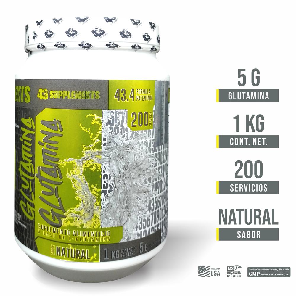 Foto 2 | Glutamina en Polvo Sin Sabor 1 Kg 43 Supplements