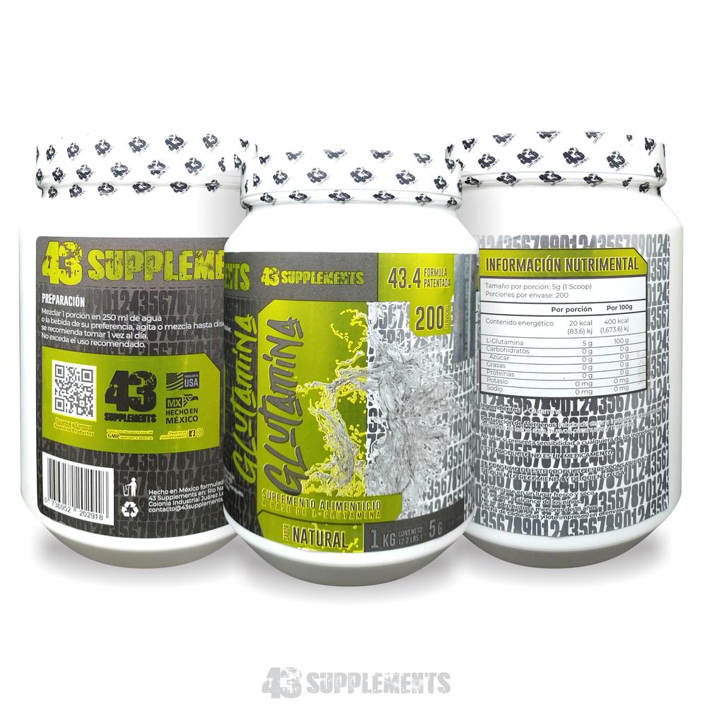Foto 5 pulgar | Glutamina en Polvo Sin Sabor 1 Kg 43 Supplements