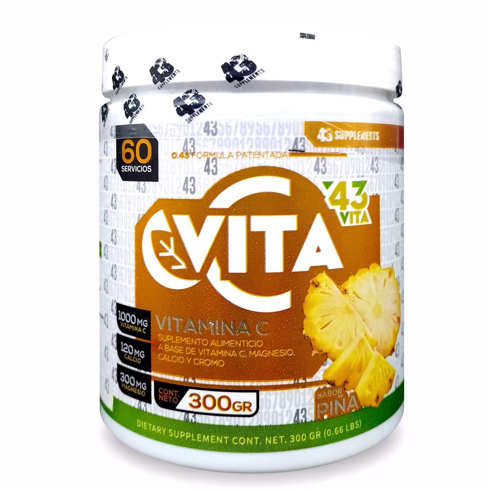 Foto 2 pulgar | Vitamina C Sabor Piña Supplements  300 Gr 60 Serv 43