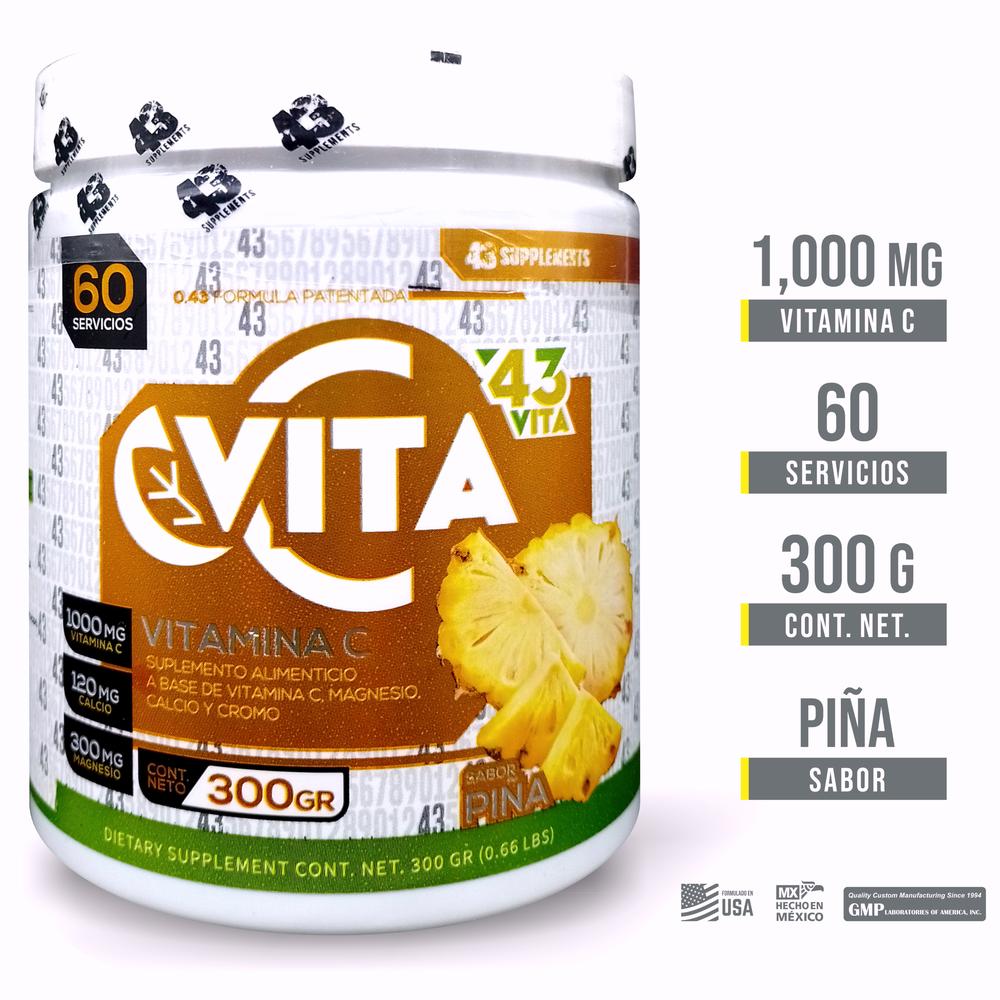 Foto 3 pulgar | Vitamina C Sabor Piña Supplements  300 Gr 60 Serv 43