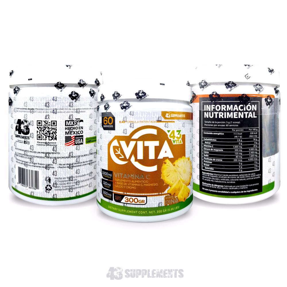 Foto 5 pulgar | Vitamina C Sabor Piña Supplements  300 Gr 60 Serv 43