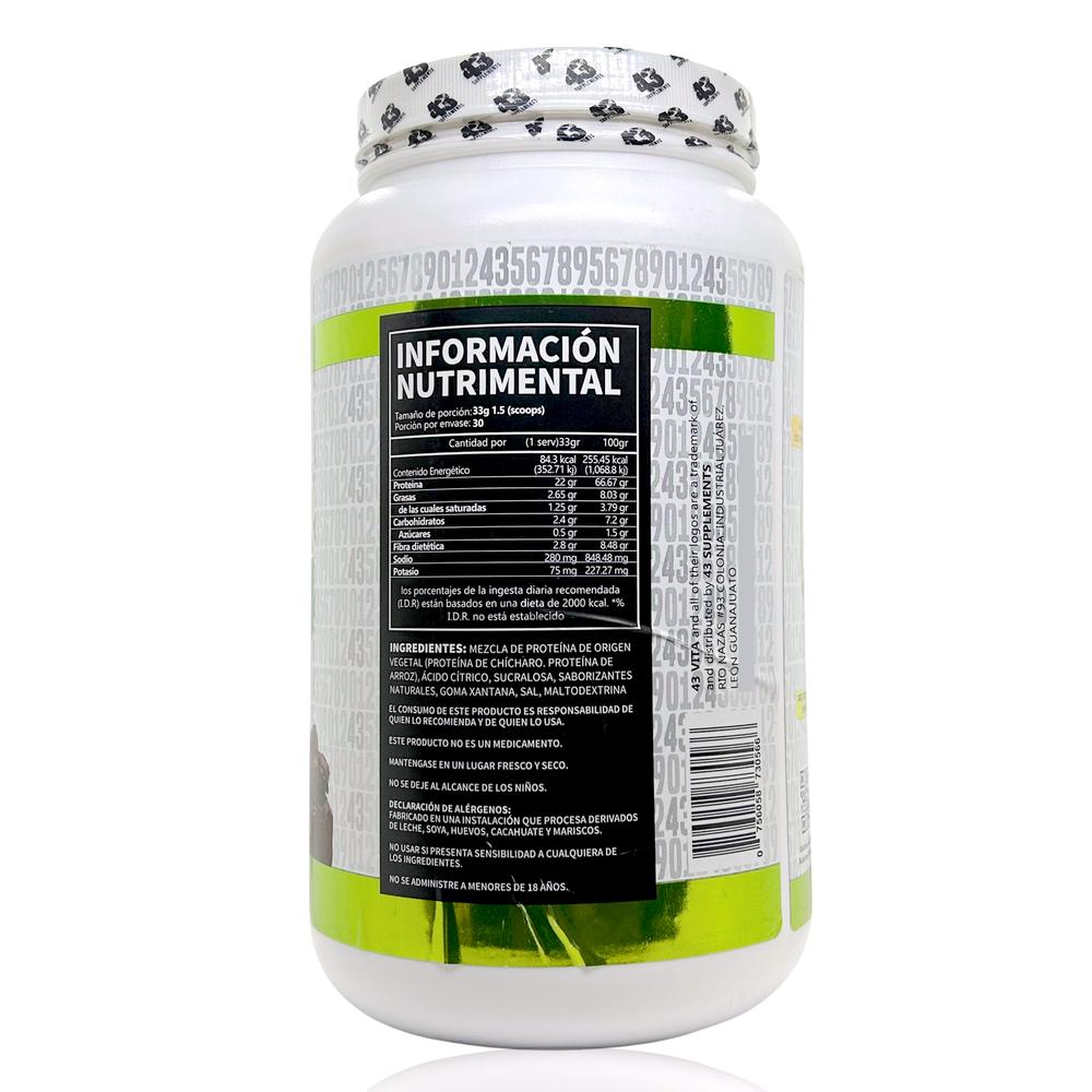 Foto 5 pulgar | Proteína Vegana Chocolate 43 Supplements 990 Gr 30 Servicios