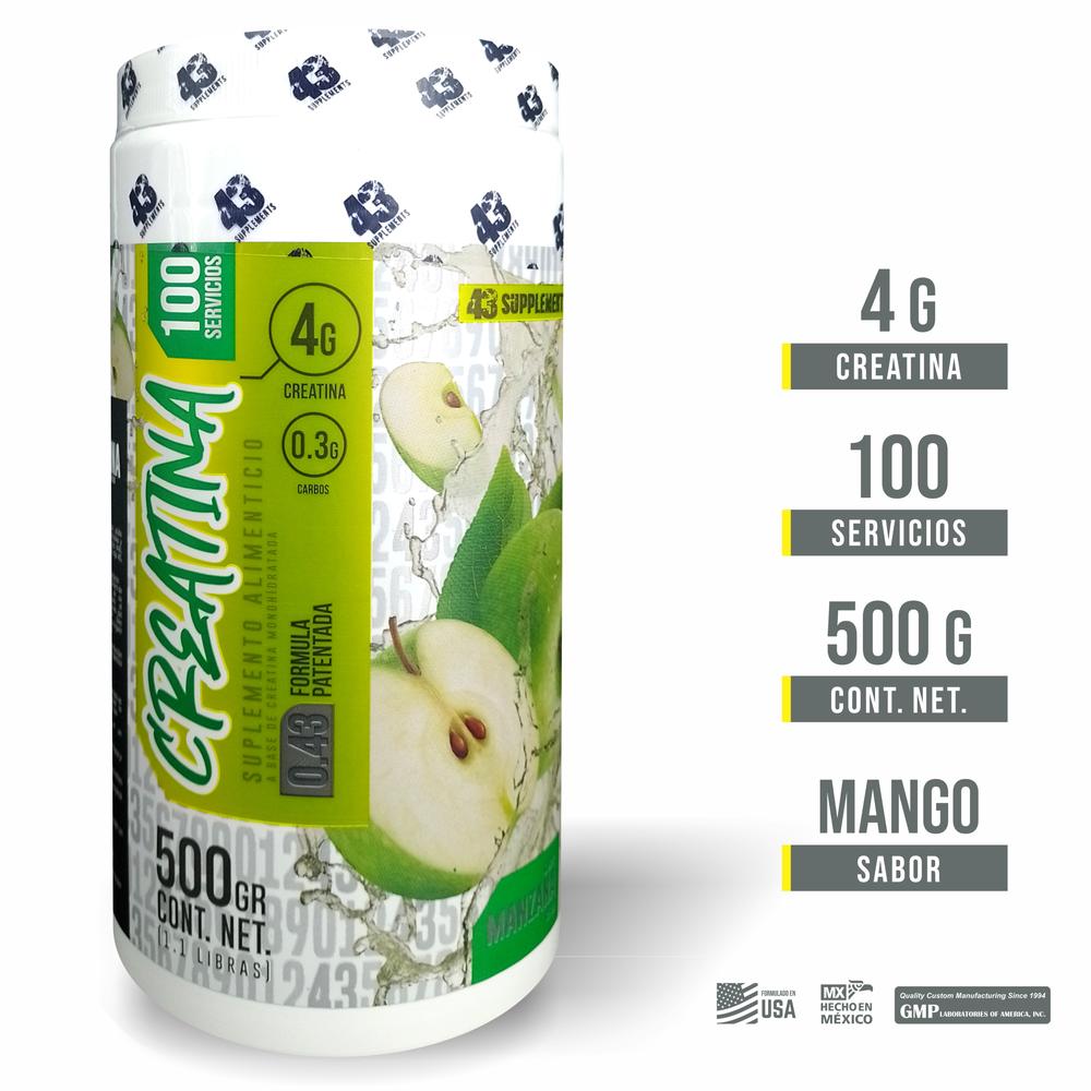 Foto 3 pulgar | Creatina  43 Supplements 500 G Sabor Manzana Verde 100 Servicos