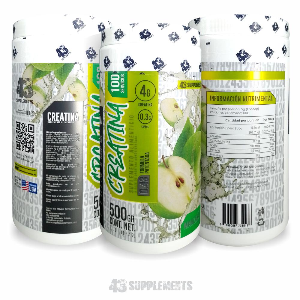 Foto 5 pulgar | Creatina  43 Supplements 500 G Sabor Manzana Verde 100 Servicos