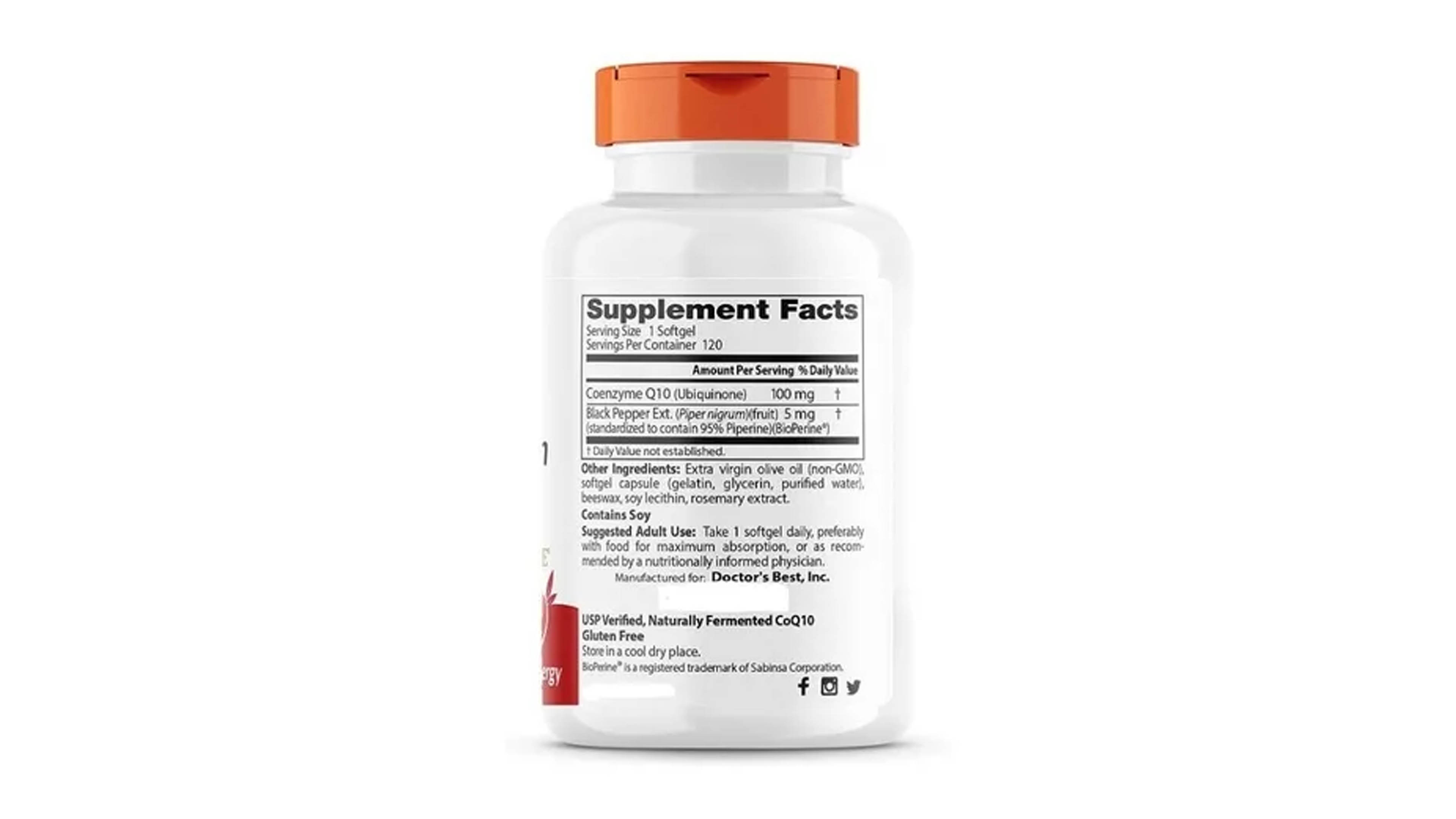 Foto 3 pulgar | Complejo Coq10 100mg Doctor's Best Alta Absorción Coenzima 120 Cápsulas
