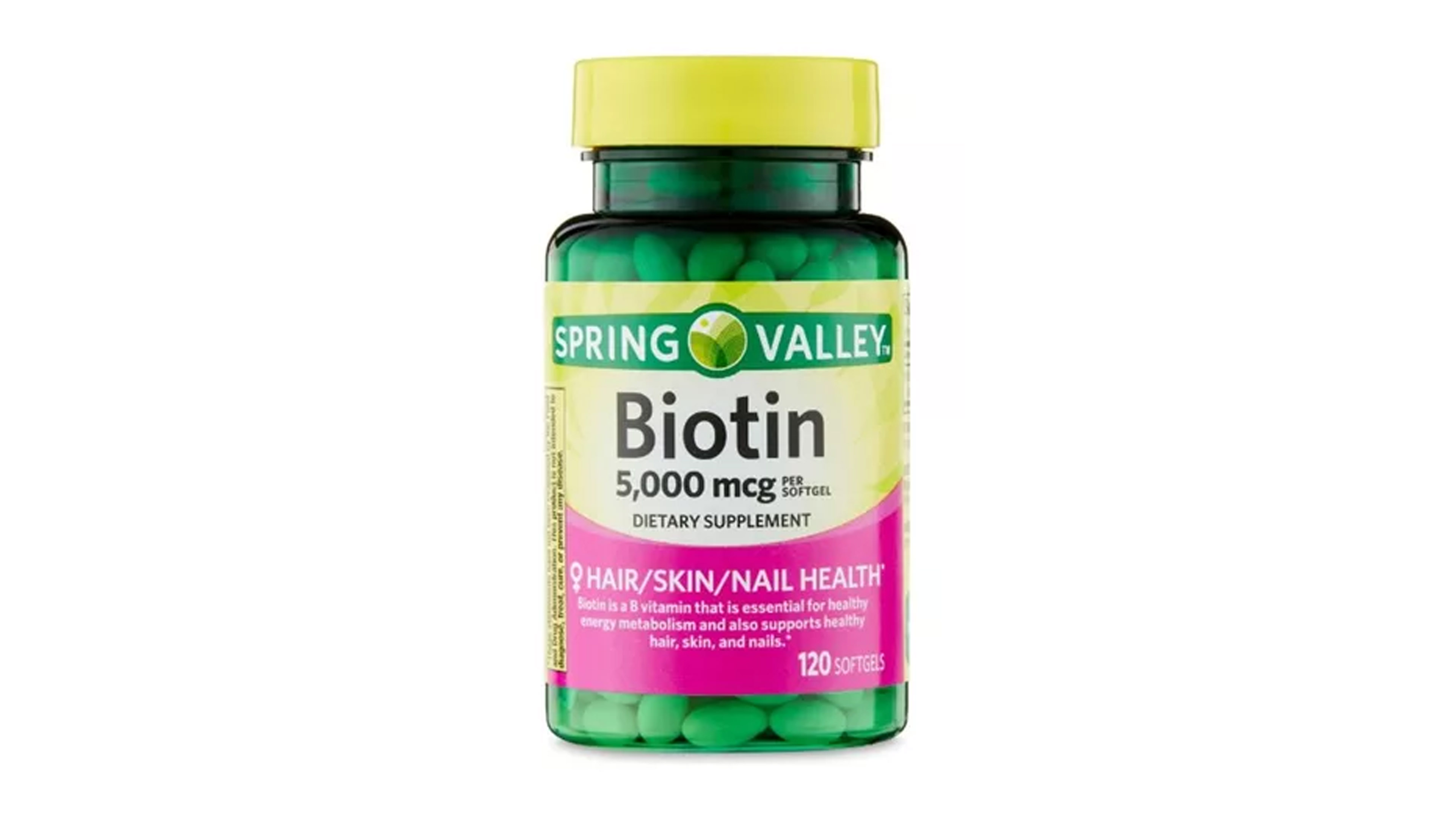 Foto 2 pulgar | Biotin 5000mg Spring Valley 120 Cápsulas