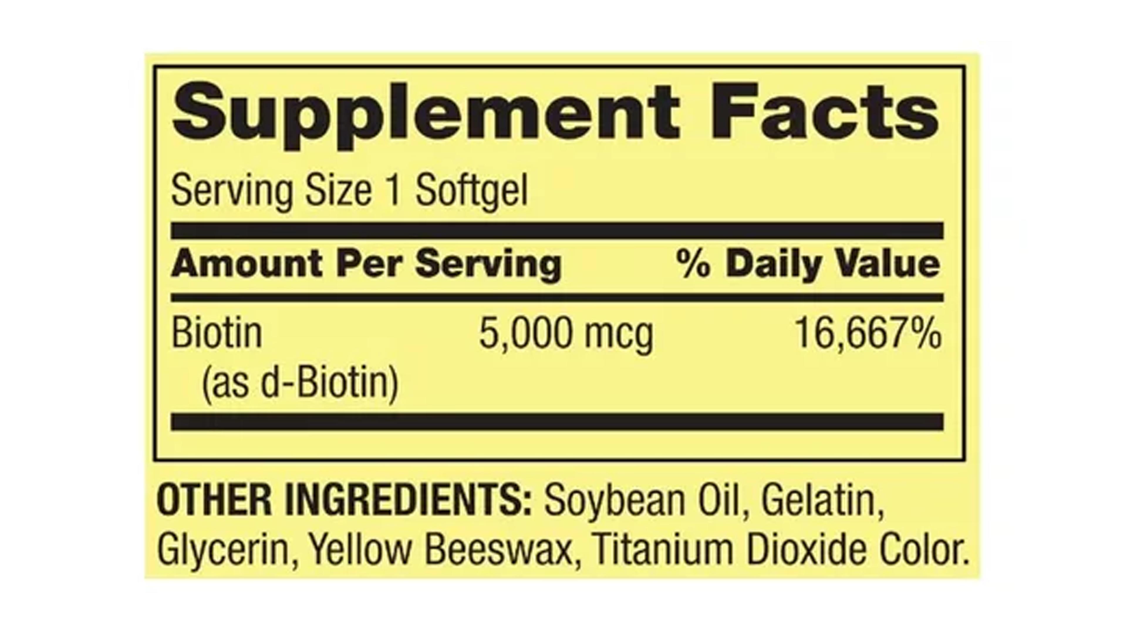 Foto 3 pulgar | Biotin 5000mg Spring Valley 120 Cápsulas