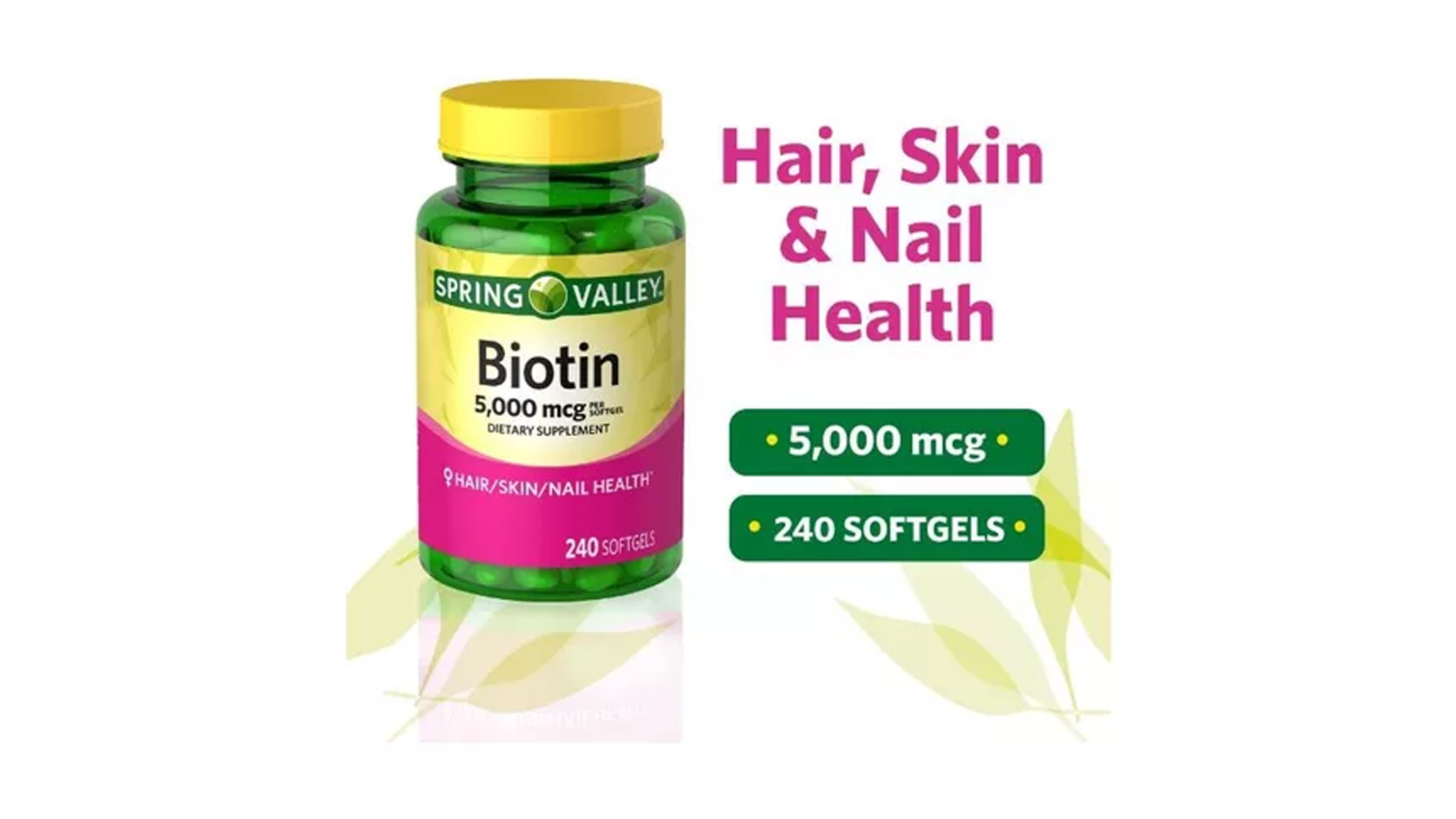 Foto 4 | Suplemento Alimenticio Spring Valley Biotin 5,000 mg 240 Cápsulas