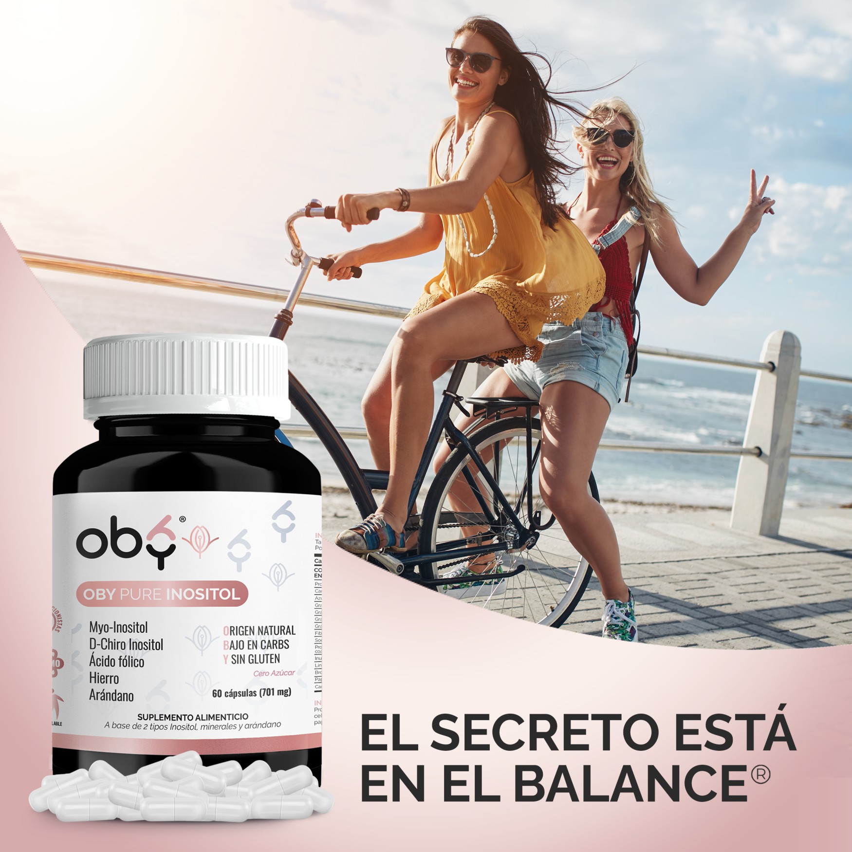 Foto 3 | Suplemento Alimenticio OBY Inositol Puro Myo Inositol y D-chiro 60 Cápsulas para 60 días.