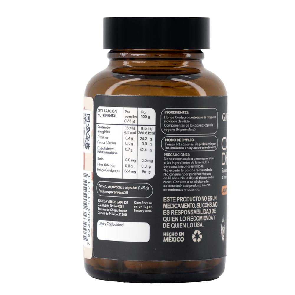 Foto 3 pulgar | Hongo Cordyceps 60 Cápsulas Veganas Quenut Adaptógenos