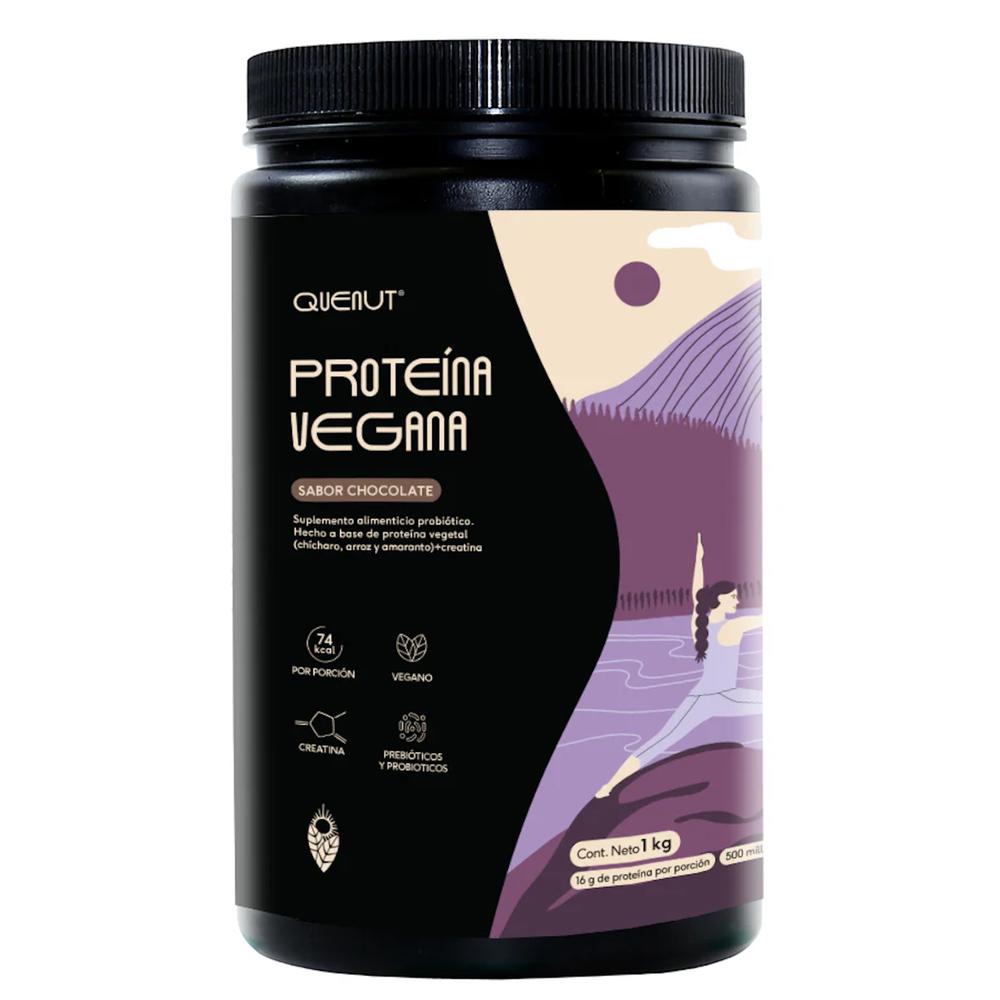 Foto 2 pulgar | Proteína Vegana Quenut sabor Chocolate 1 Kg Glutamina Creatina Bcaa