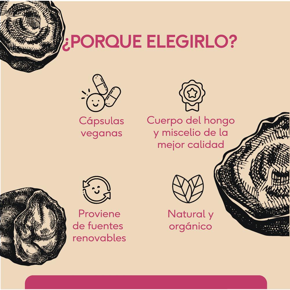 Foto 5 pulgar | Hongo Chaga Quenut Adaptógenos 60 Cápsulas Veganas
