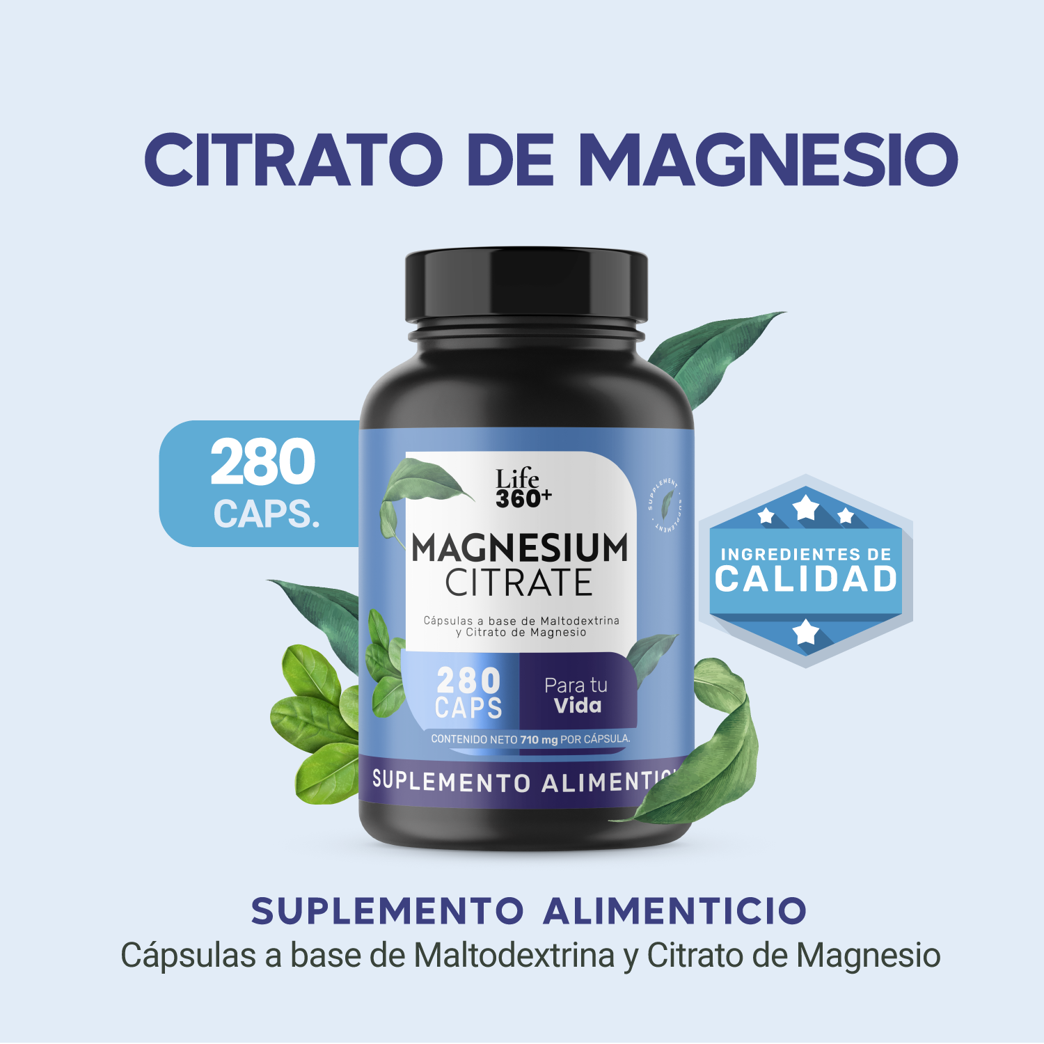 Foto 2 | Suplemento Alimenticio Life 360+ Citrato Magnesio 280 Cápsulas