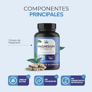 Foto 4 | Suplemento Alimenticio Life 360+ Citrato Magnesio 280 Cápsulas