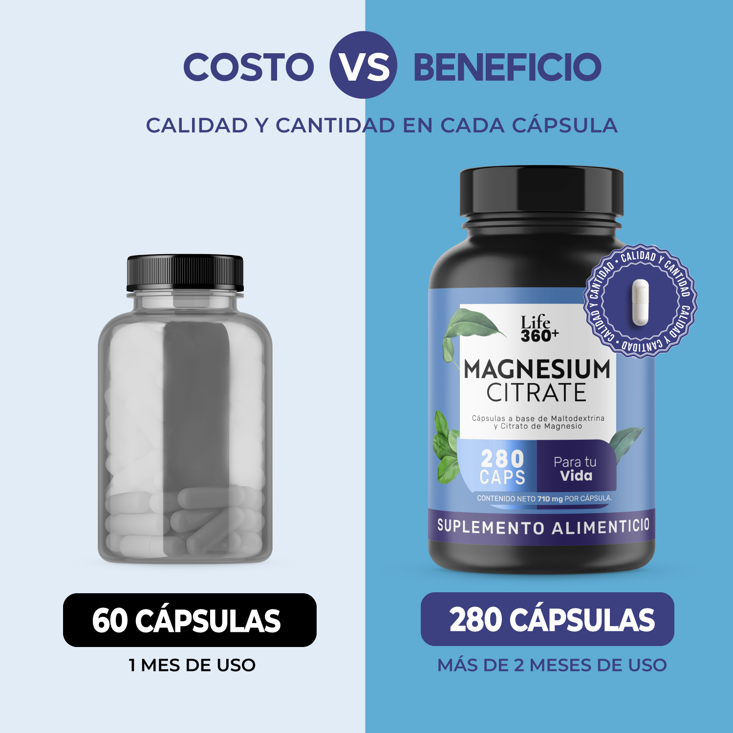 Foto 6 | Suplemento Alimenticio Life 360+ Citrato Magnesio 280 Cápsulas