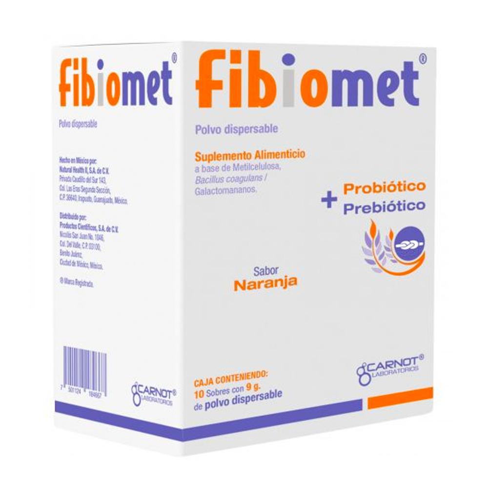 Foto 4 pulgar | Probiótico + Prebiótico Fibiomet Sabor Naranja 10 Sobres de 9 g C/U