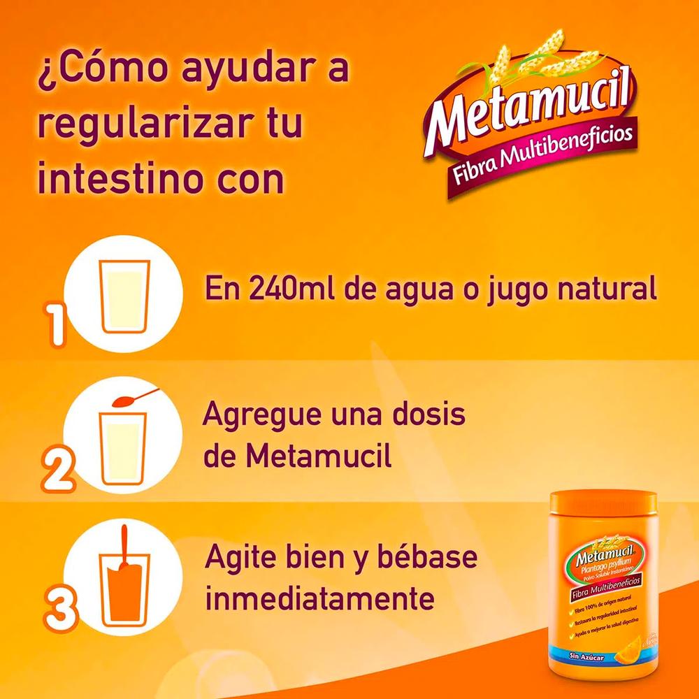 Foto 2 | Fibra Metamucil Sabor Naranja 174 Gr