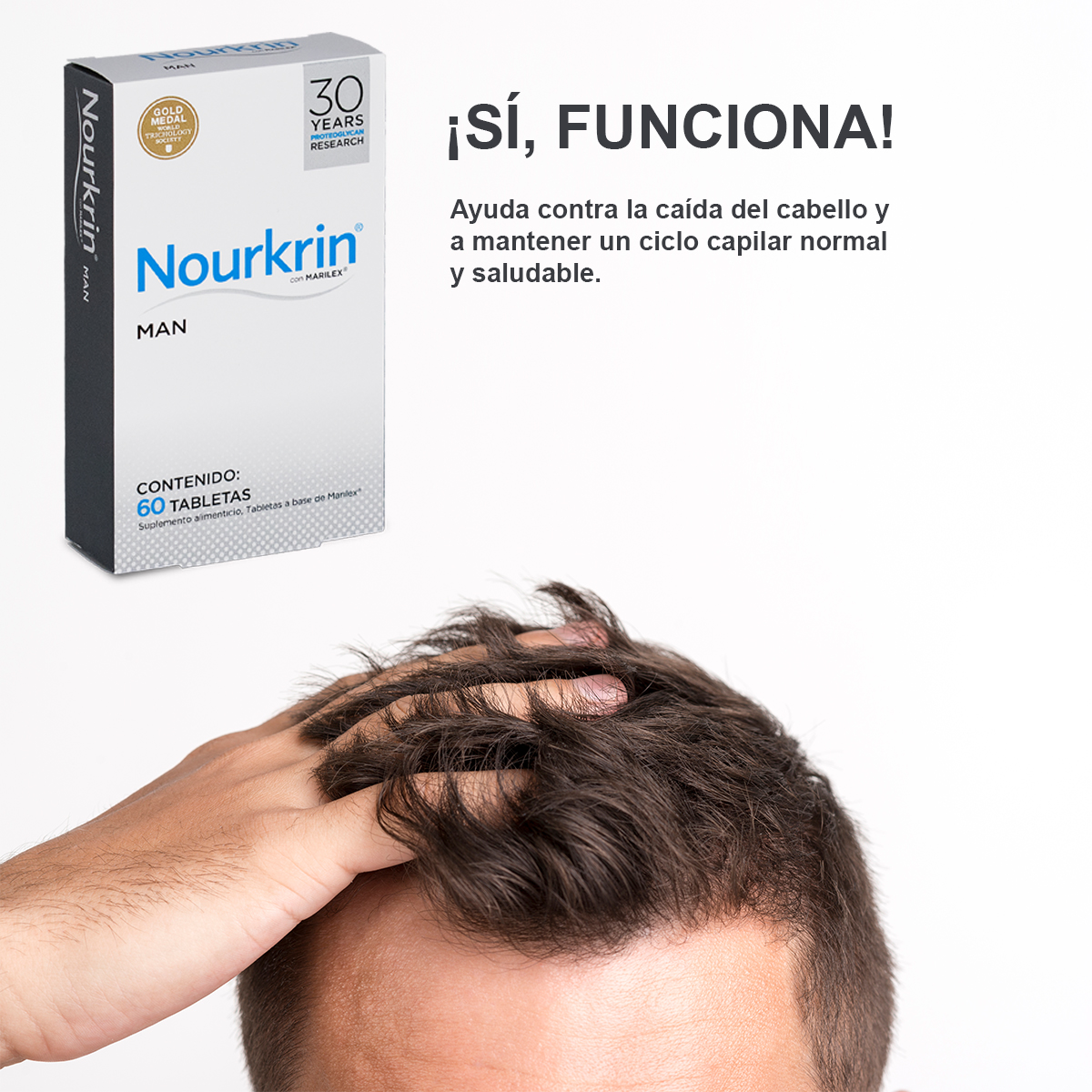 Foto 5 pulgar | Suplemento Alimenticio Nourkrin Man 60 Tabletas de 600 Mg