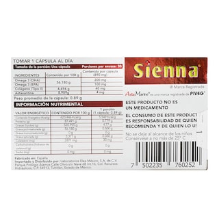 Foto 3 | Suplemento Alimenticio Sienna 30 Cápsulas