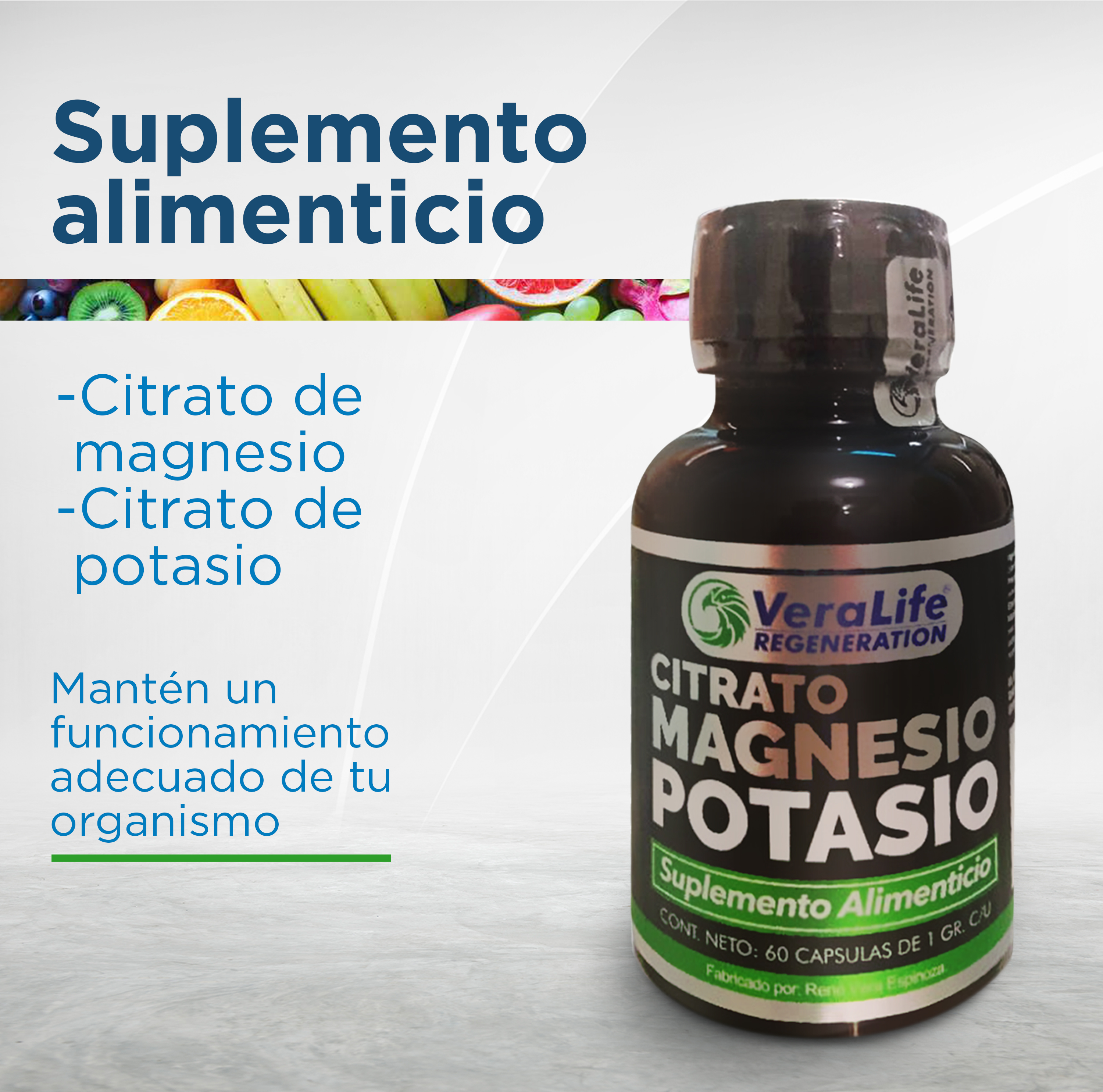 Foto 5 pulgar | Citrato Potasio Y Magnesio - 60caps - 1gr - Veralife
