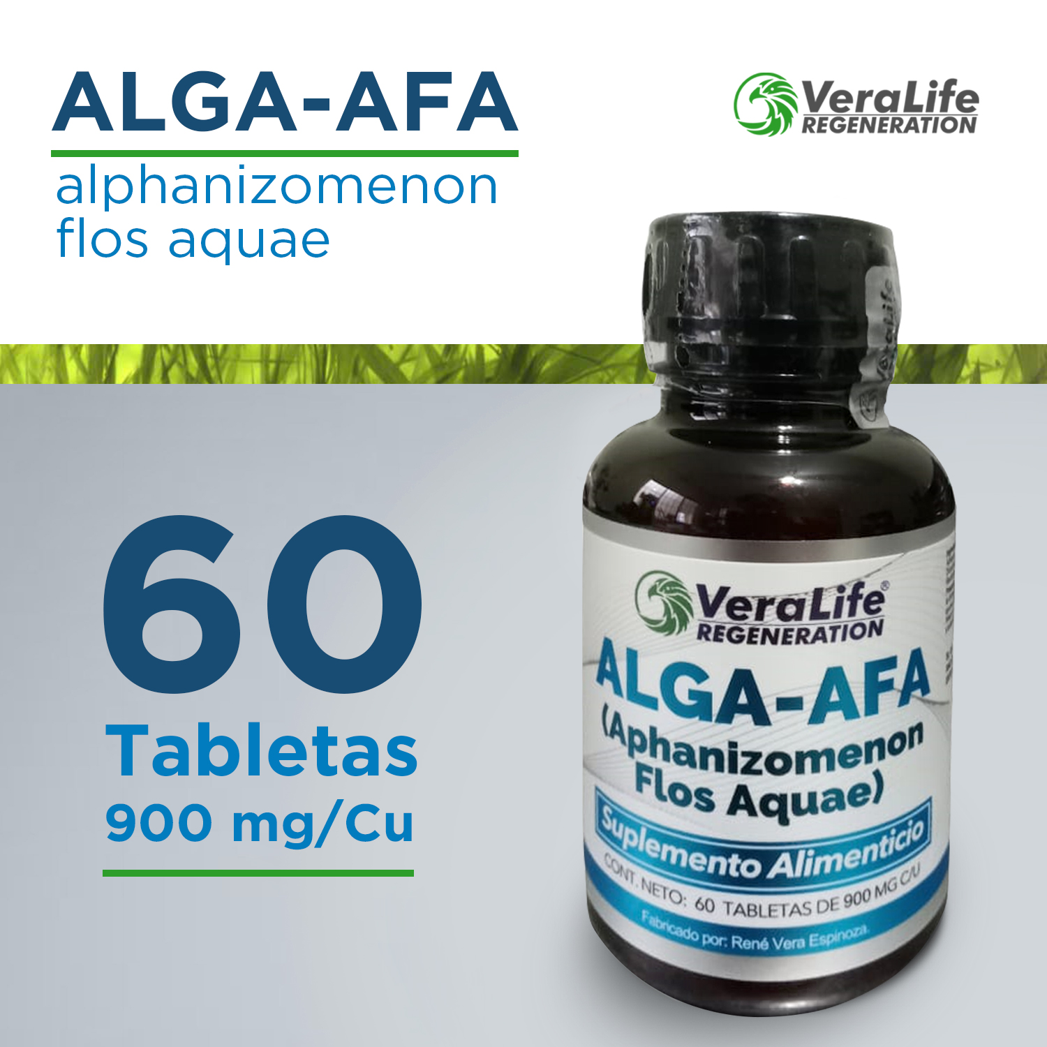 Foto 3 pulgar | Alga Afa - 60 Tabletas 900 Mg - Multivitaminico - Veralife