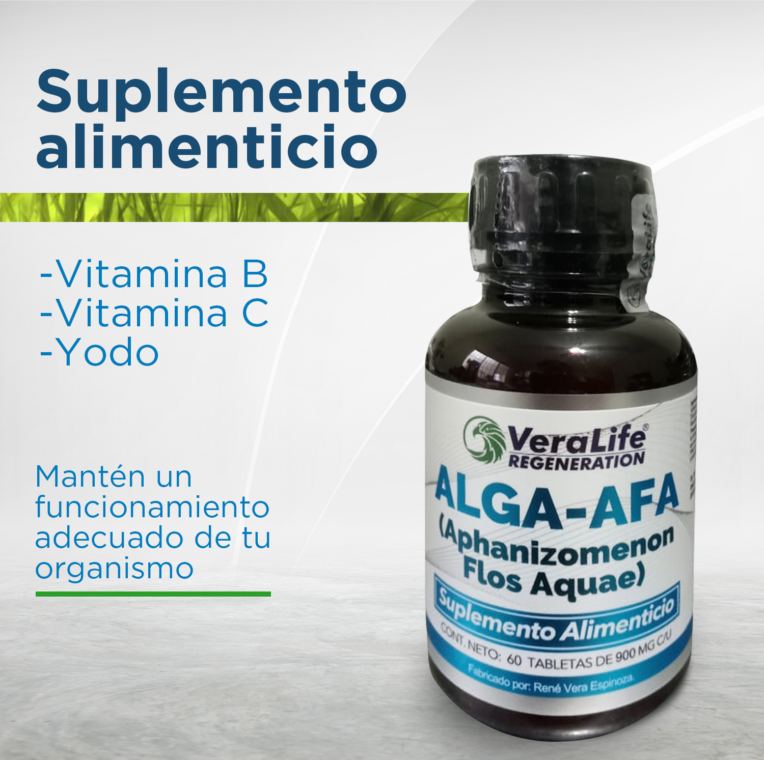 Foto 5 pulgar | Alga Afa - 60 Tabletas 900 Mg - Multivitaminico - Veralife