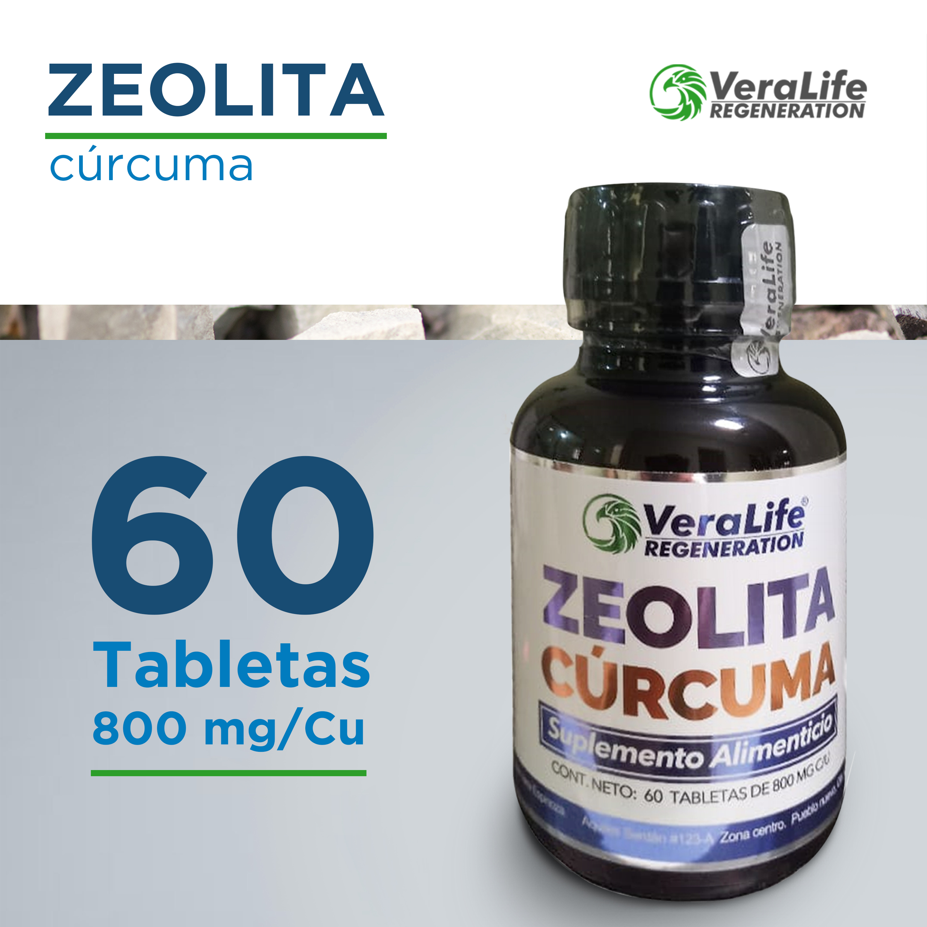 Foto 3 pulgar | Zeolita Con Curcuma - 60 Tab – Multivitaminico - Veralife