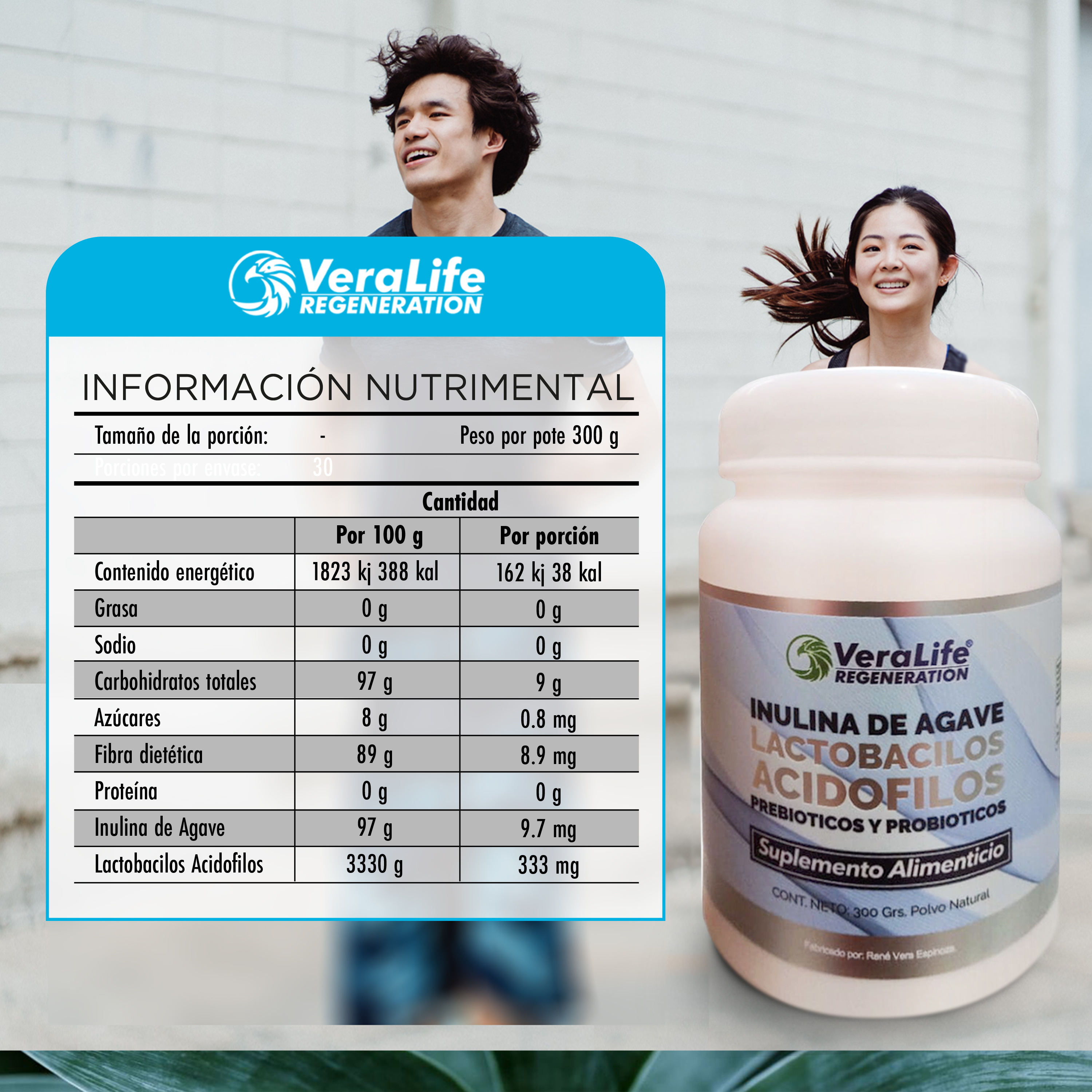 Foto 4 pulgar | Inulina De Agave En Polvo 330gr - Multivitaminico - Veralife