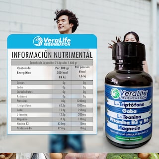 Foto 3 | Multivitaminico Con L-triptofano - 60 Caps 800mg - Veralife