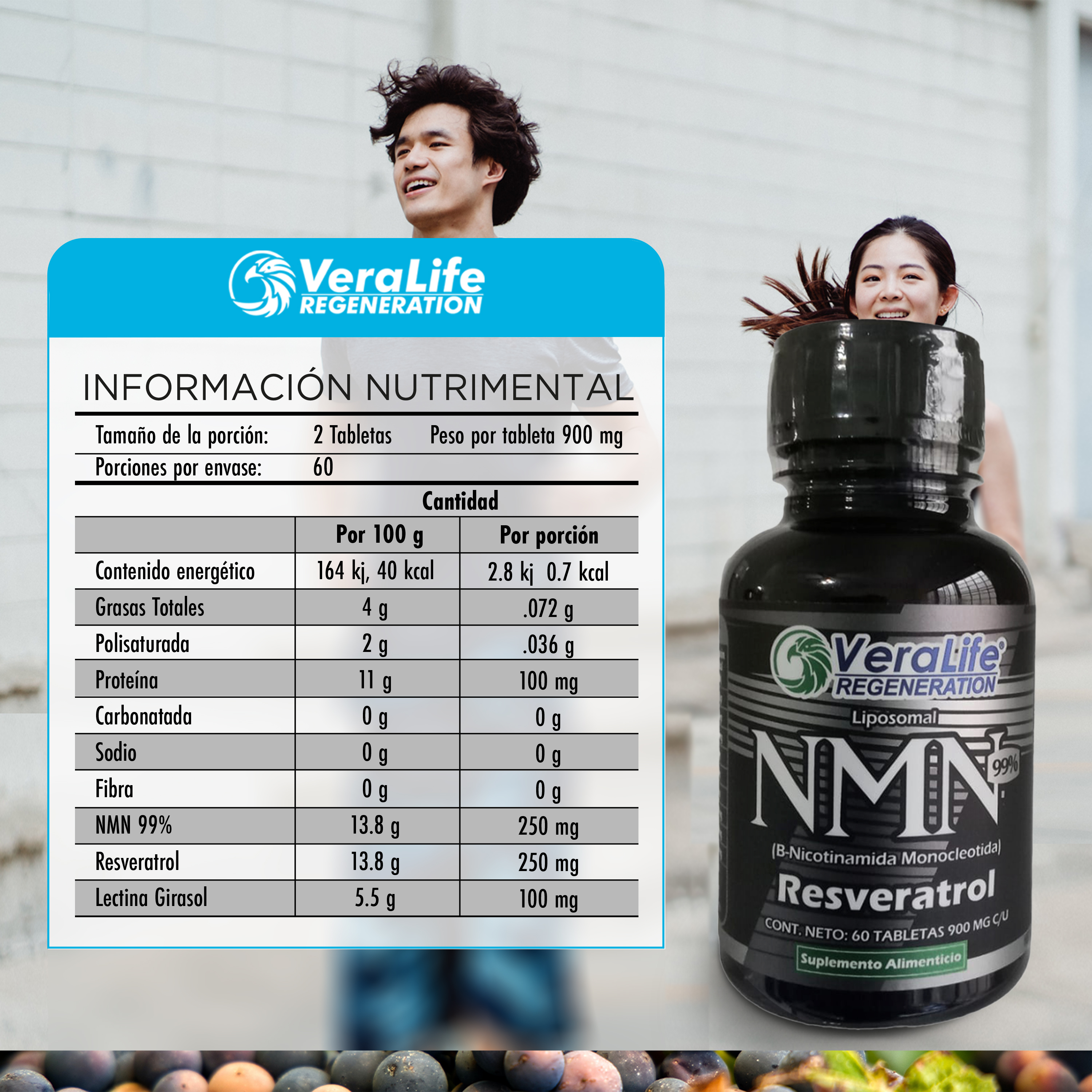 Foto 3 | Resveratrol Y Lecitina De Girasol- 60 Tabletas - Veralife