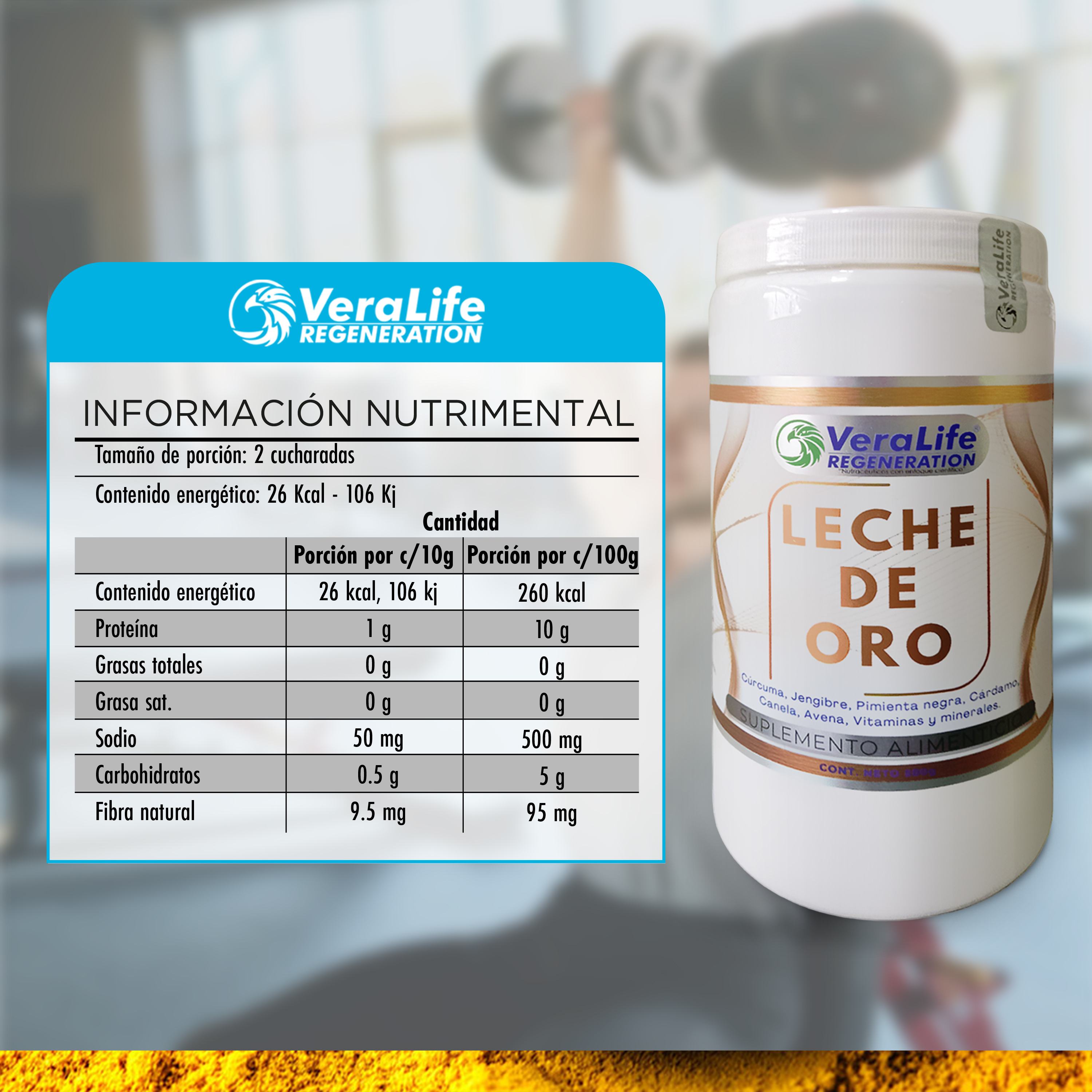 Foto 4 pulgar | Multivitaminico Con Curcuma Y Jengibre - 500gr - Veralife