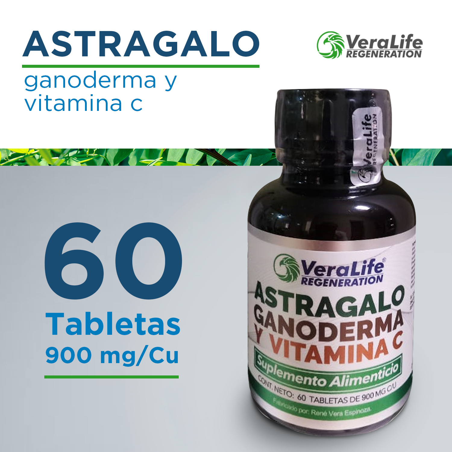 Foto 3 pulgar | Suplemento Alimenticio VeraLife Astrágalo con Ganoderma Vitamina C 60 Tabletas