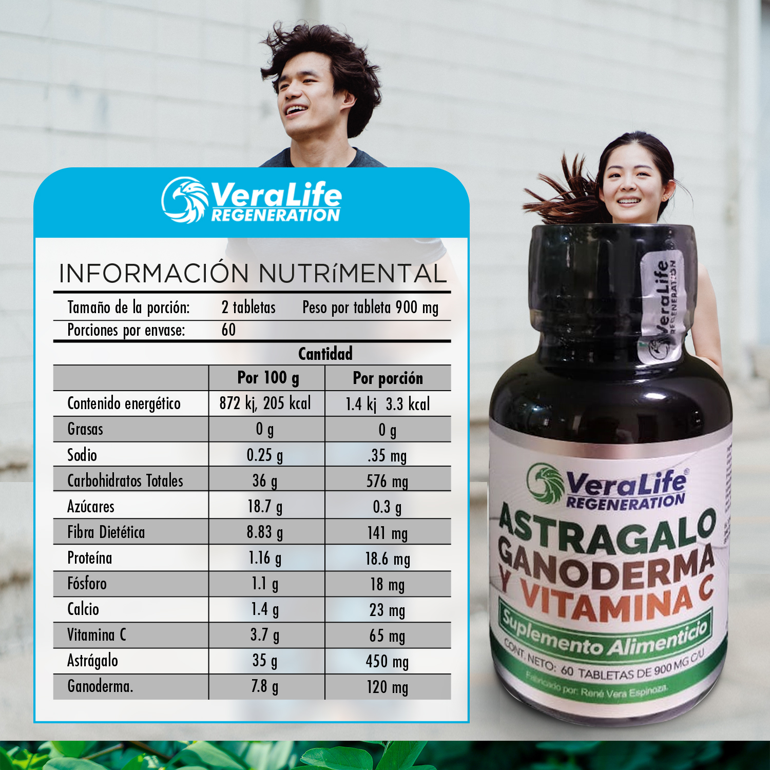 Foto 4 pulgar | Suplemento Alimenticio VeraLife Astrágalo con Ganoderma Vitamina C 60 Tabletas
