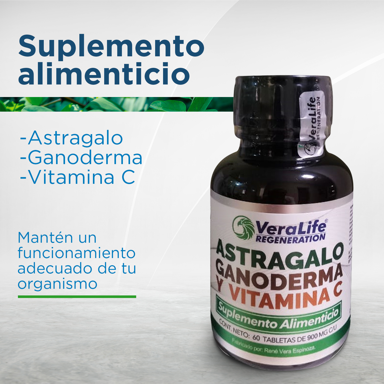 Foto 5 pulgar | Suplemento Alimenticio VeraLife Astrágalo con Ganoderma Vitamina C 60 Tabletas