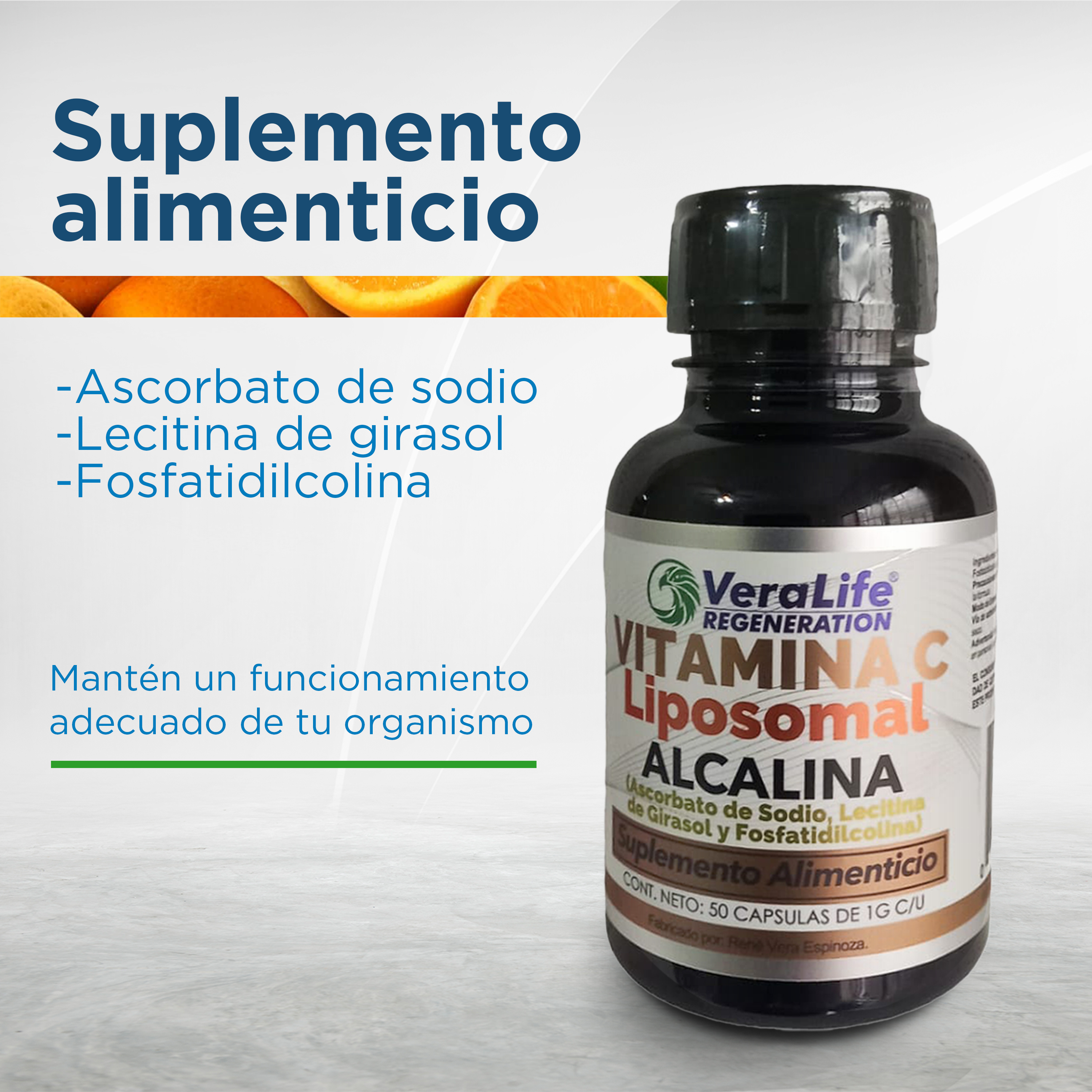 Foto 4 pulgar | Suplemento Alimenticio VeraLife Vitamina C Liposomal 50 Cápsulas