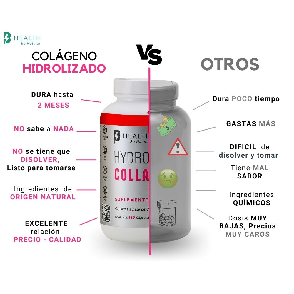 Foto 4 pulgar | Colágeno Hidrolizado B Health B Natural 100% Natural  sin Azúcar 180 Cápsulas