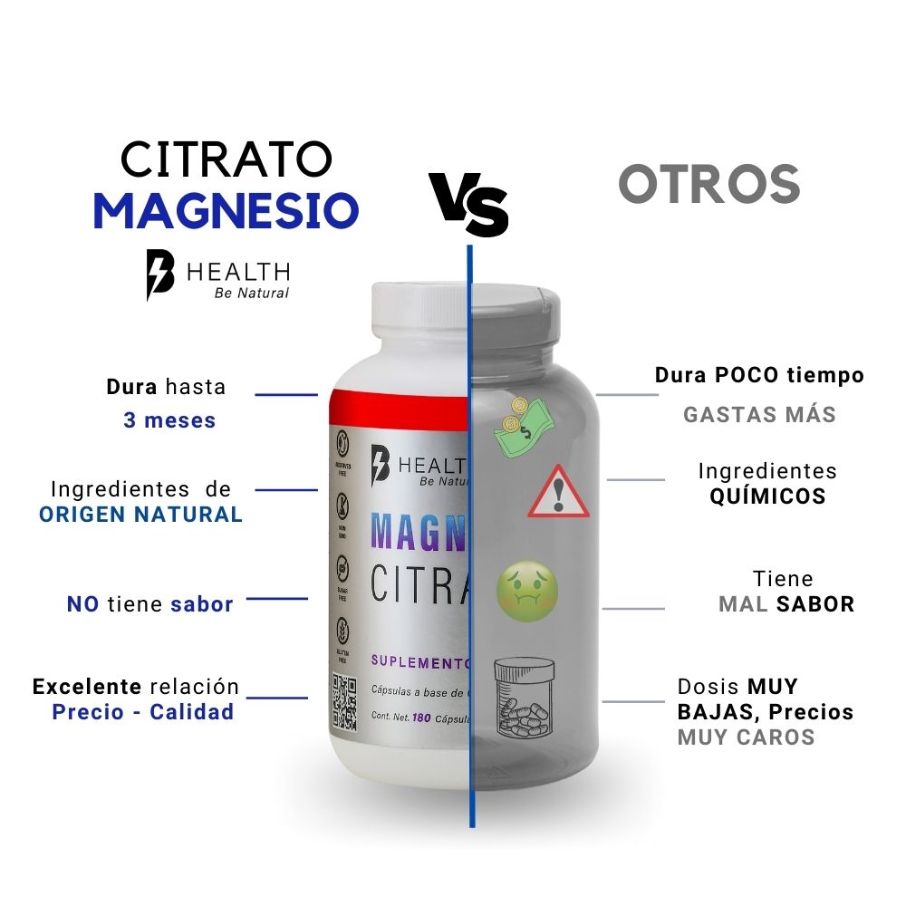 Foto 4 pulgar | Citrato de Magnesio B Health B Natural 100% Natural sin Azúcar 180 Cápsulas