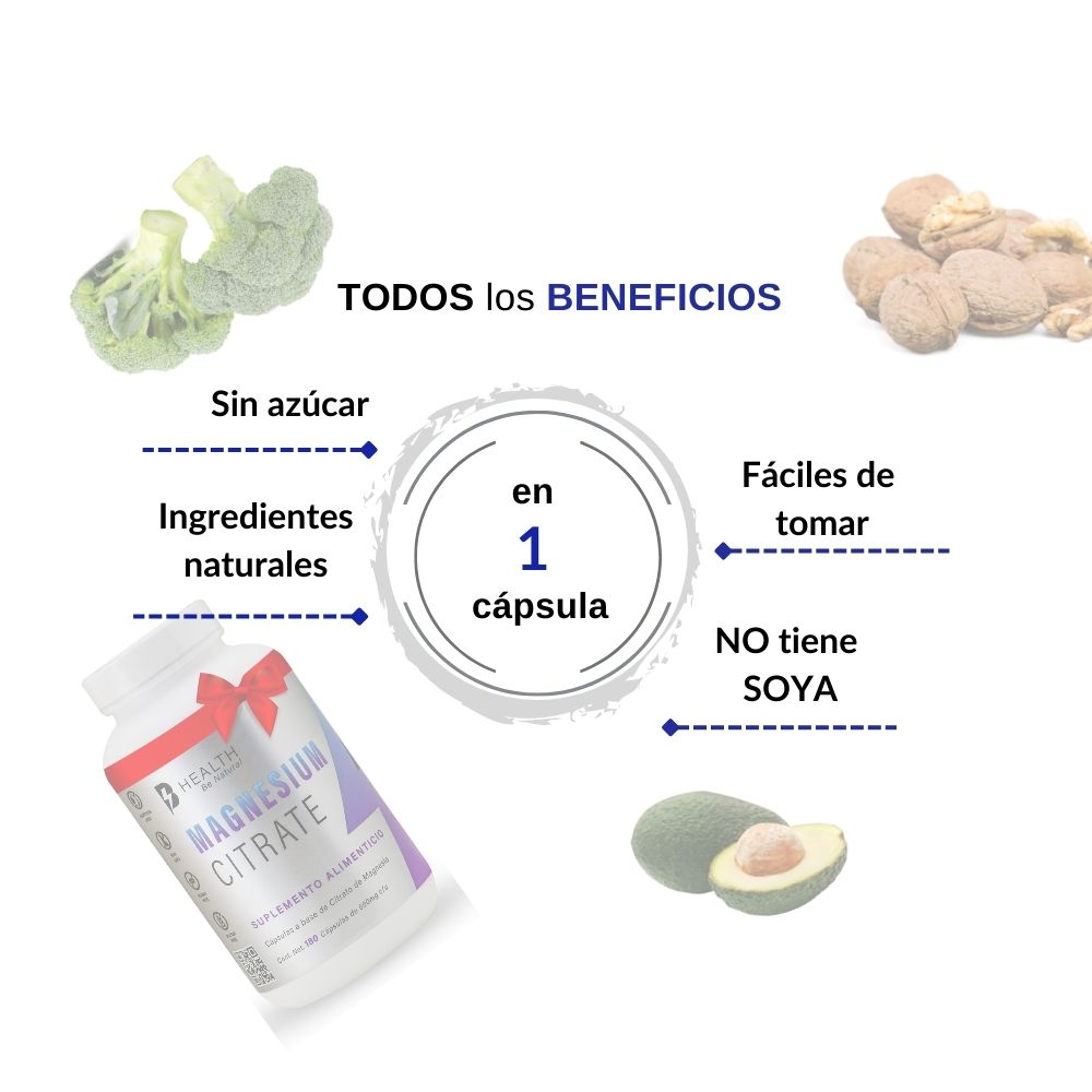 Foto 5 pulgar | Citrato de Magnesio B Health B Natural 100% Natural sin Azúcar 180 Cápsulas