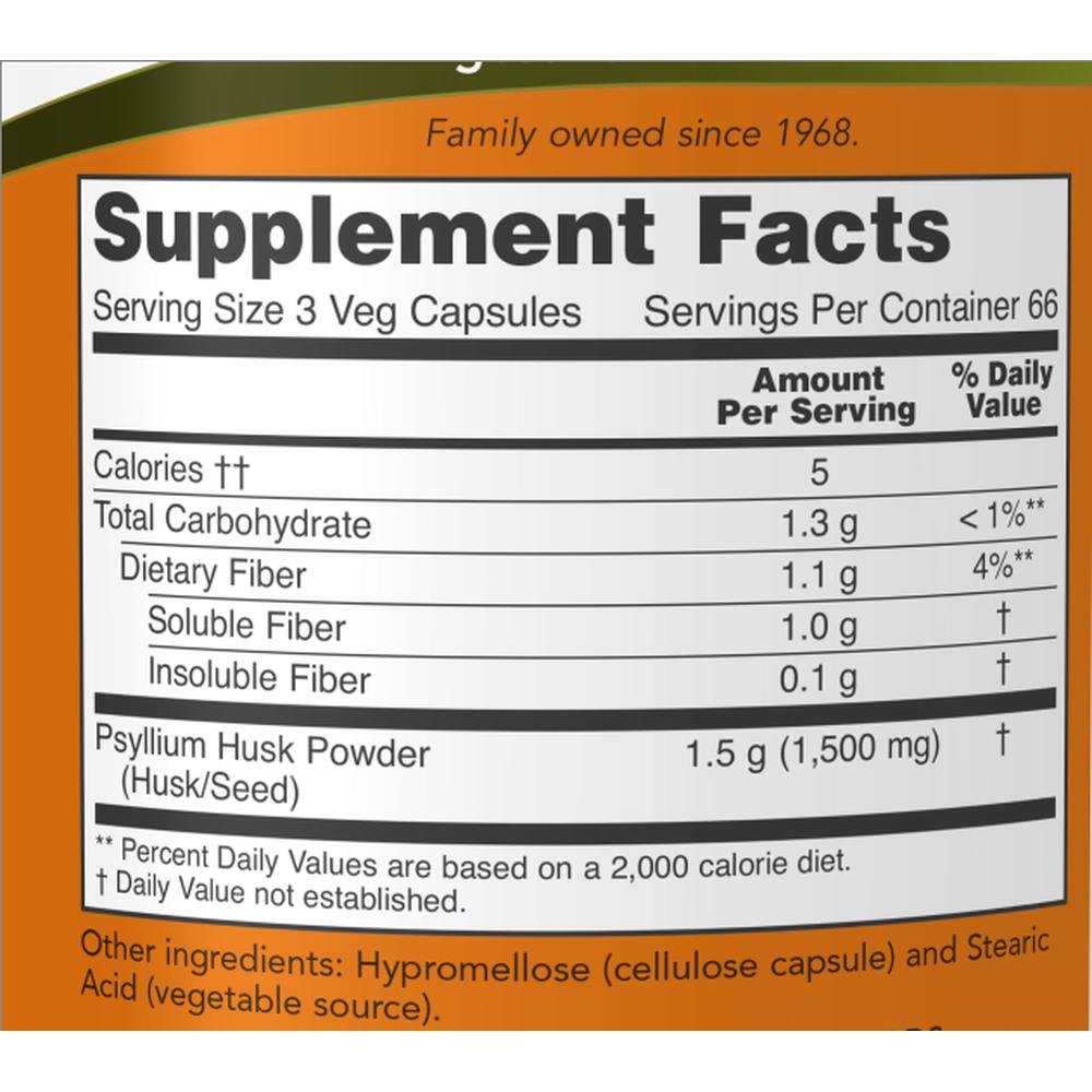 Foto 3 pulgar | Plántago Psyllium Now Psyllium Husk 500 Mg 200 Cápsulas